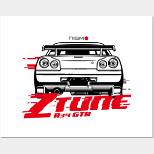 Nissan R34 GTR Back view Posters and Art